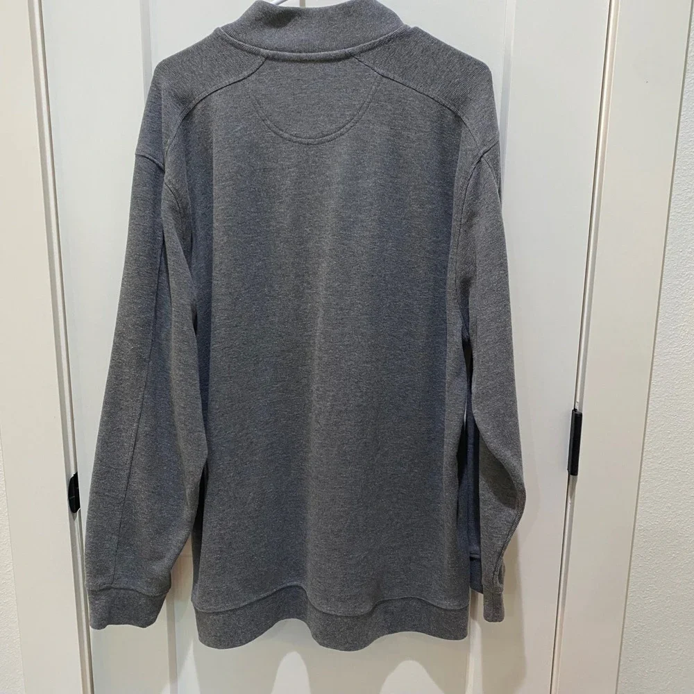 Greg Norman Mens XL Gray Quarter Zip‎ Pullover Shark Logo Golf Sweater Heather